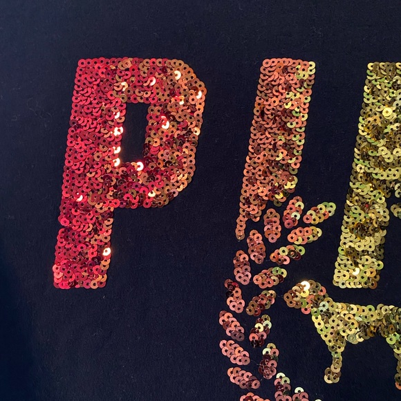 VS PINK Sequin Bling Rainbow Spellout Long Sleeve - Picture 5 of 8